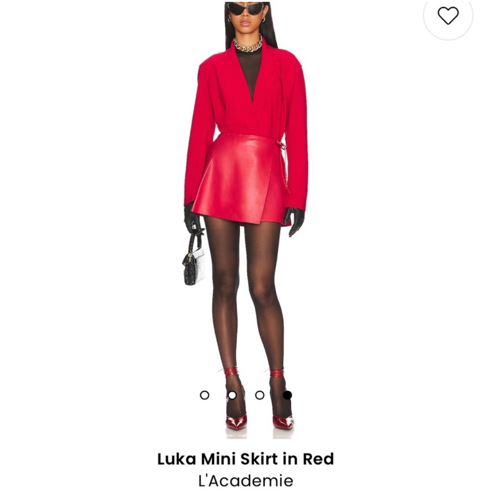 Luka Mini Skirt in Red L'Academie, size S, organic leather